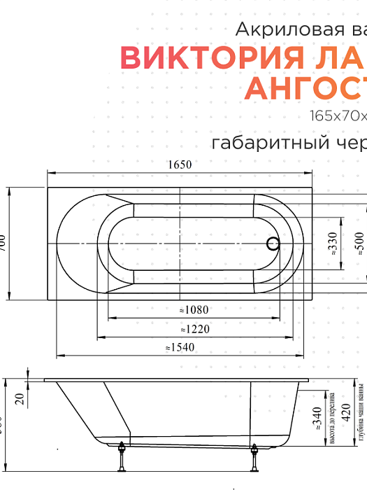 акриловые ванны Виктория лайт Ангосто