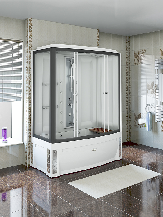 ограждения Душевое ограждение от бокса "Элис" профиль черный стекла прозрачные 